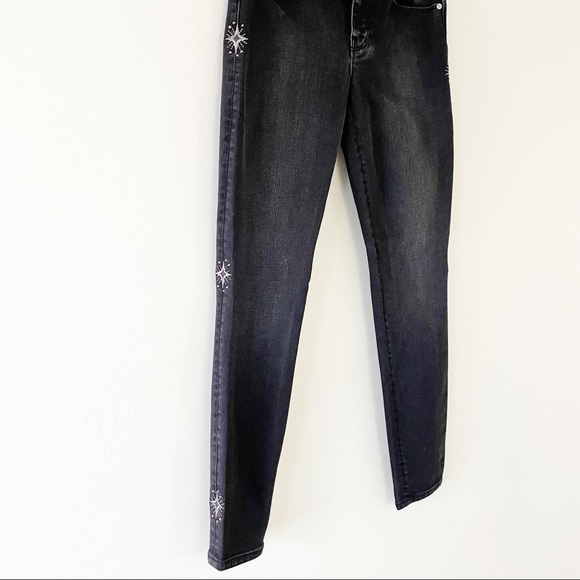 Hudson Nico Midrise Super Skinny Ankle Jeans Star Embellishments Black - Picture 10 of 16